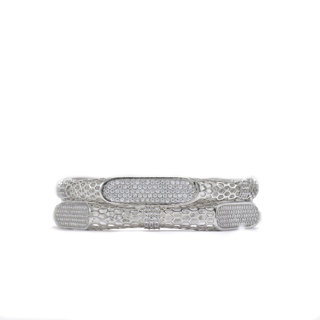 Ethereal Mesh Bangles (Rodium) Set.