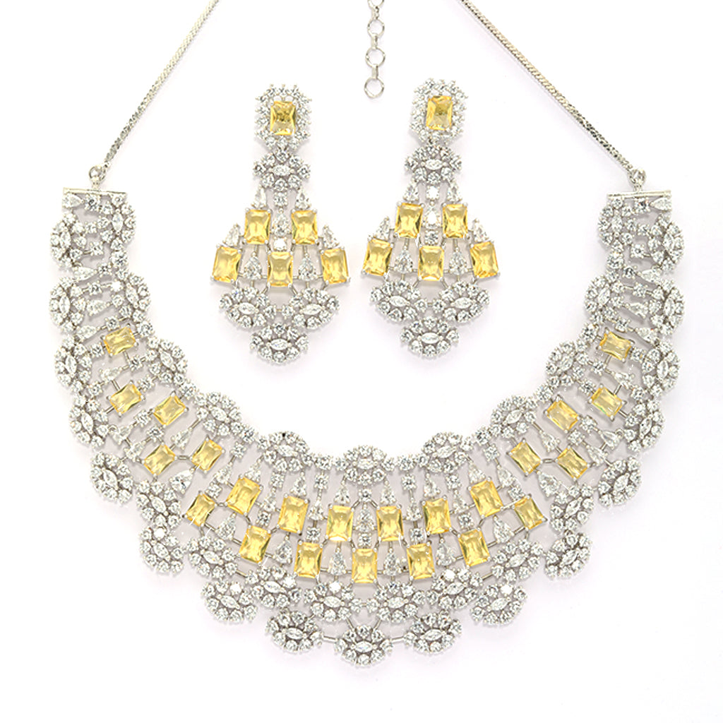 Chic Cascade Necklace of Yellow Colour.