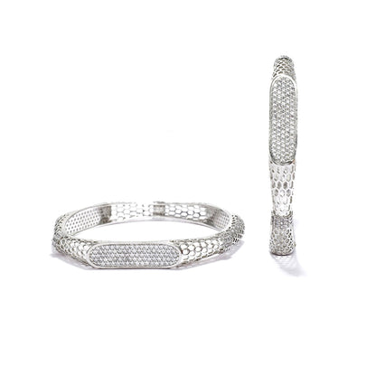 Ethereal Mesh Bangles (Rodium) Set.