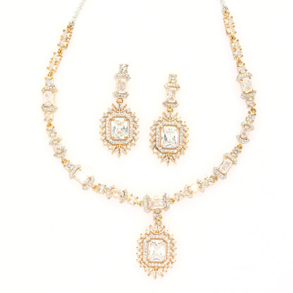 Starlit Symphony Necklace of White Colour with Earrings.