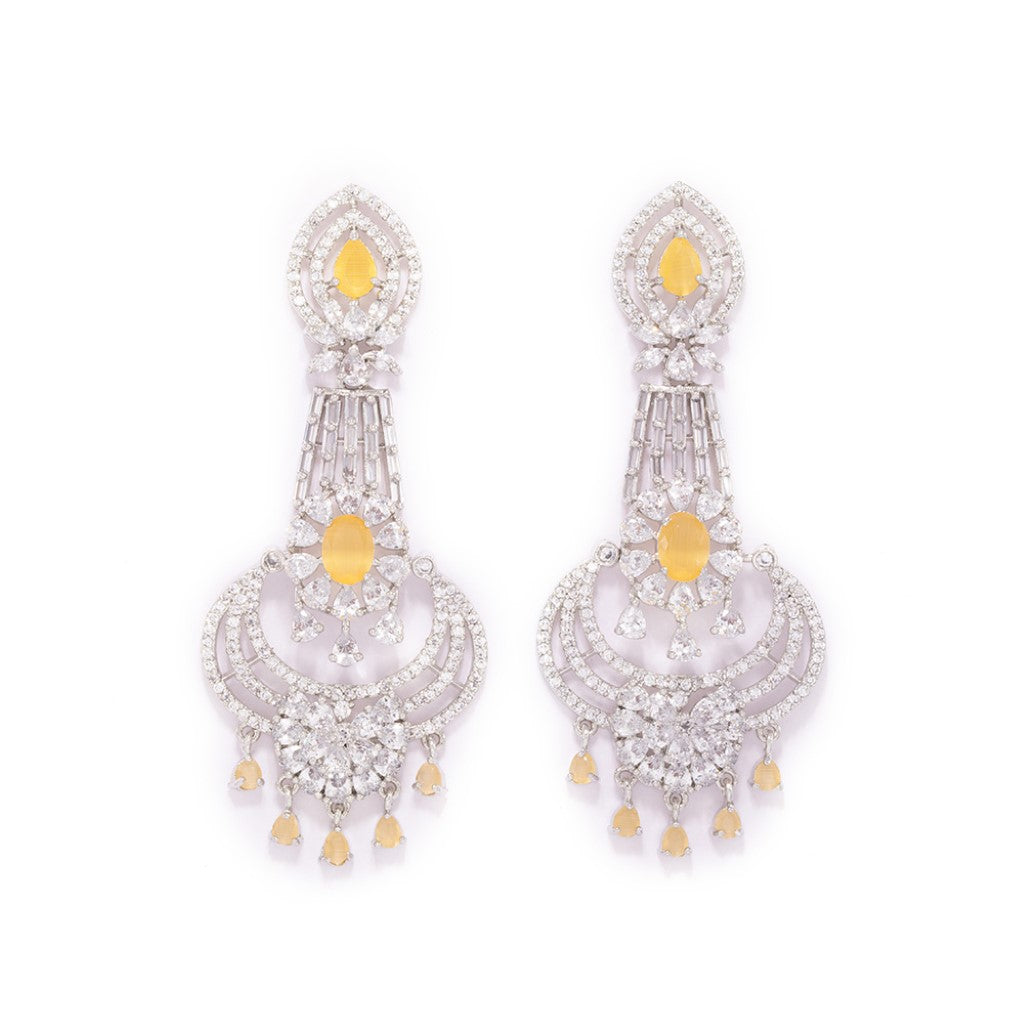 Cascade Chandelier Earrings of Yellow Color.