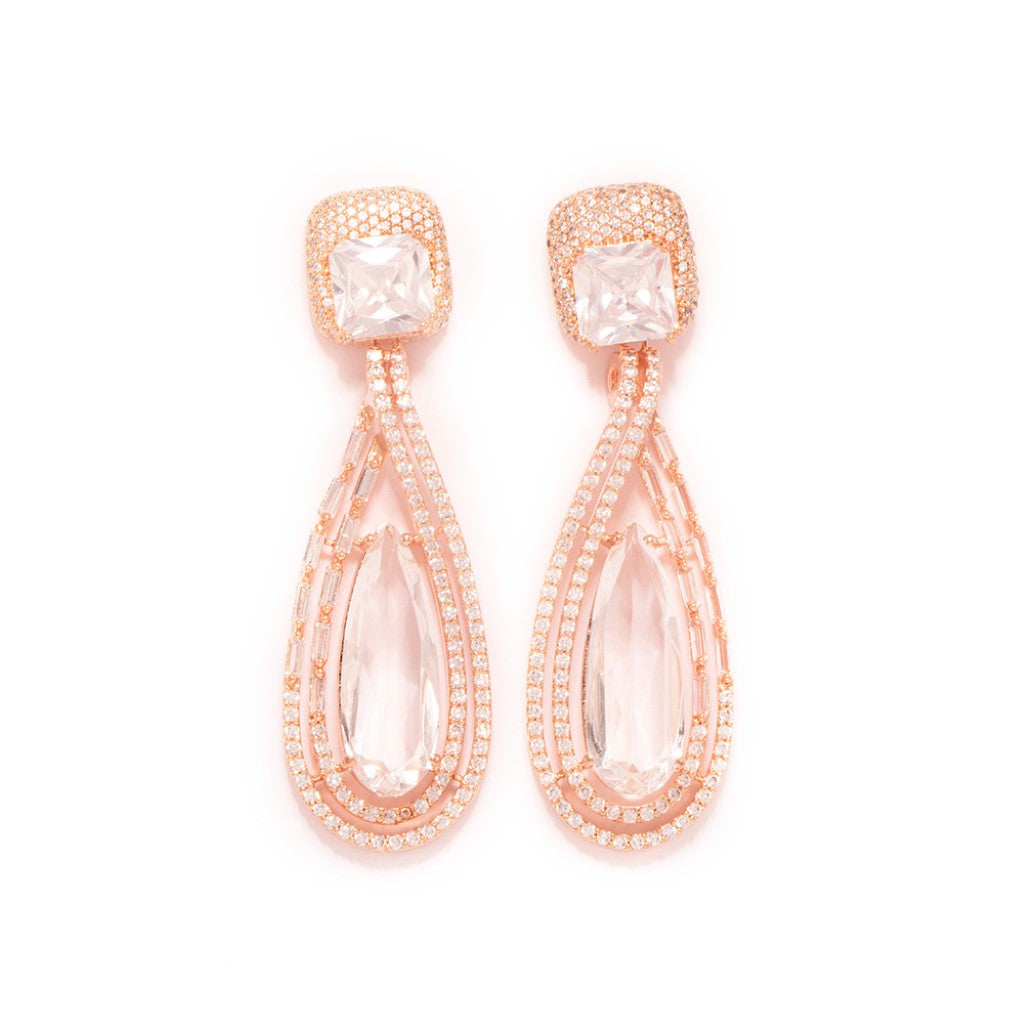 Dynamic  Dazzle Drop Earrings (White)