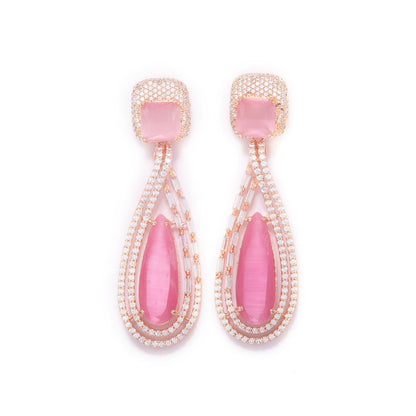 Dynamic  Dazzle Drop Earrings (Pink)