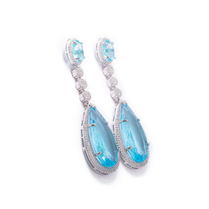 Sparkling Delight Drop Earrings (Blue)