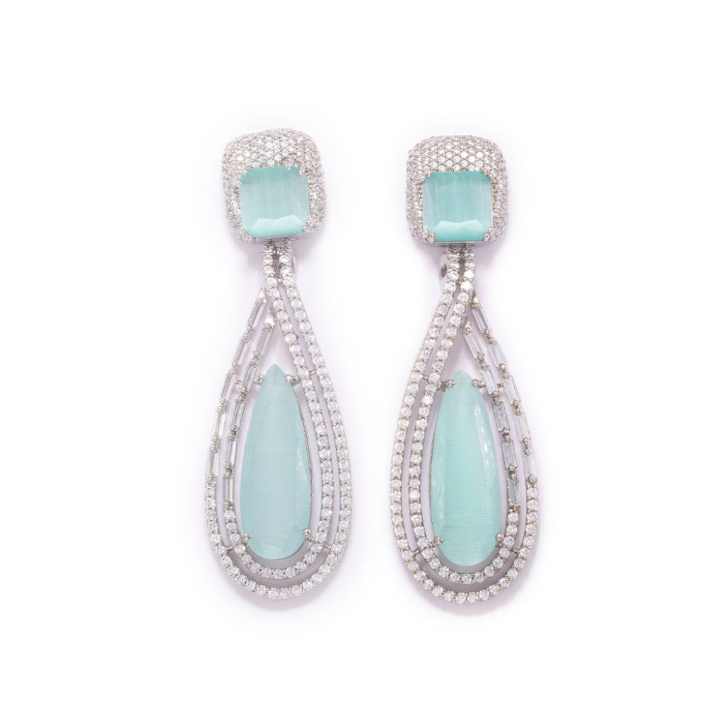 Dynamic  Dazzle Drop Earrings (Blue)