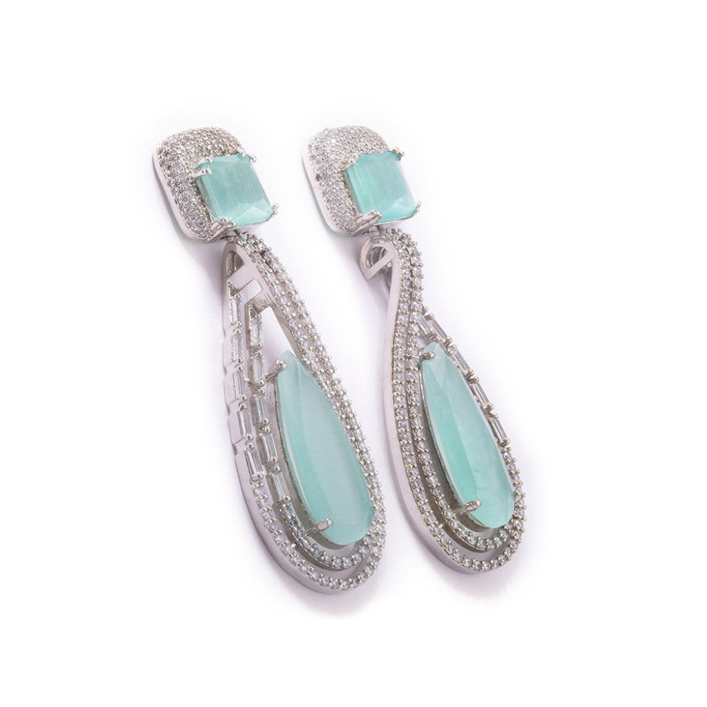 Dynamic  Dazzle Drop Earrings (Blue)