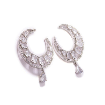 Lunar Luster Hoop Earrings (White)