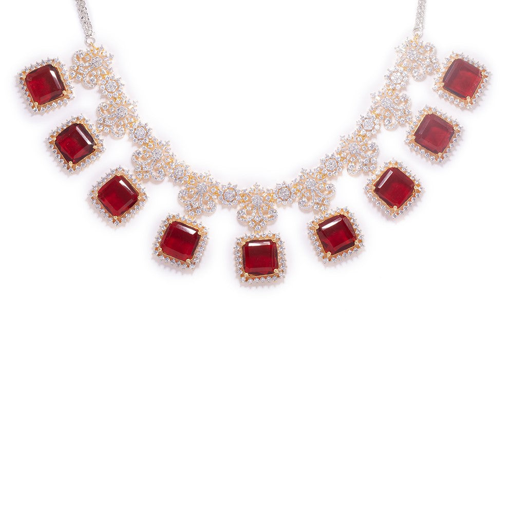 Eternal Grace Necklace Set of Red Colour with Earrings.