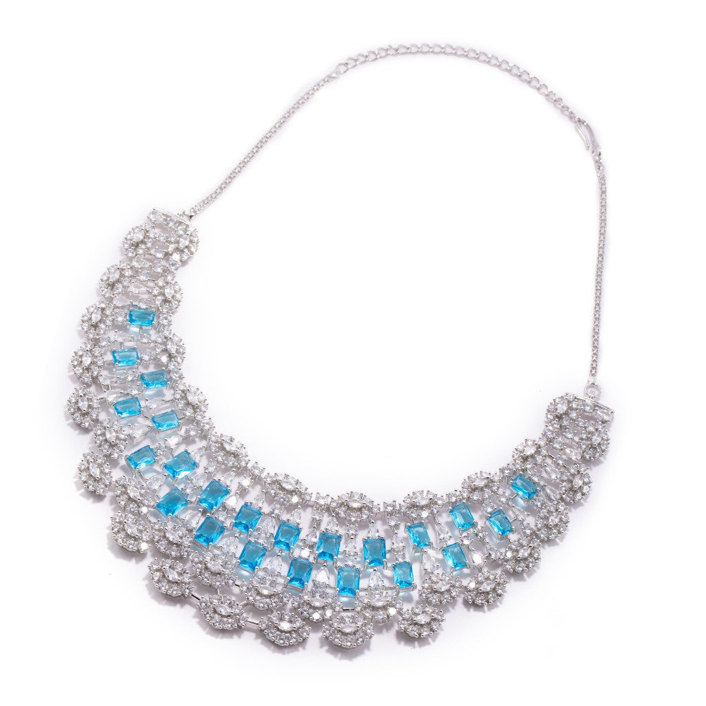 Chic Cascade Necklace of Blue Color.