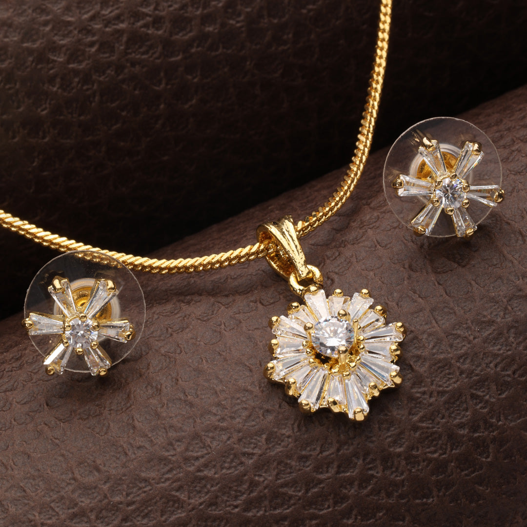 Gardenia Grace Pendant Set (Gold) with Earrings.