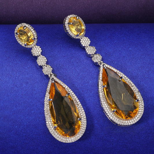 Sparkling Delight Drop Earrings (Yellow)