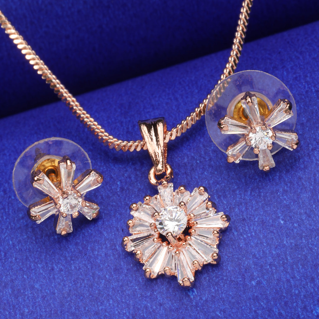 Gardenia Grace Pendant Set (Rose Gold) with Earrings.