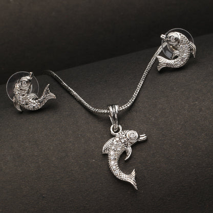 Oceanic Odyssey Pendant Set (Rhodium) with Earrngs.