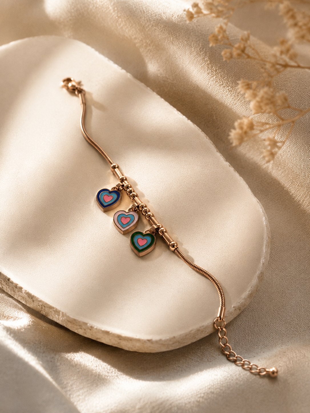 Calista Blue heart charm bracelet