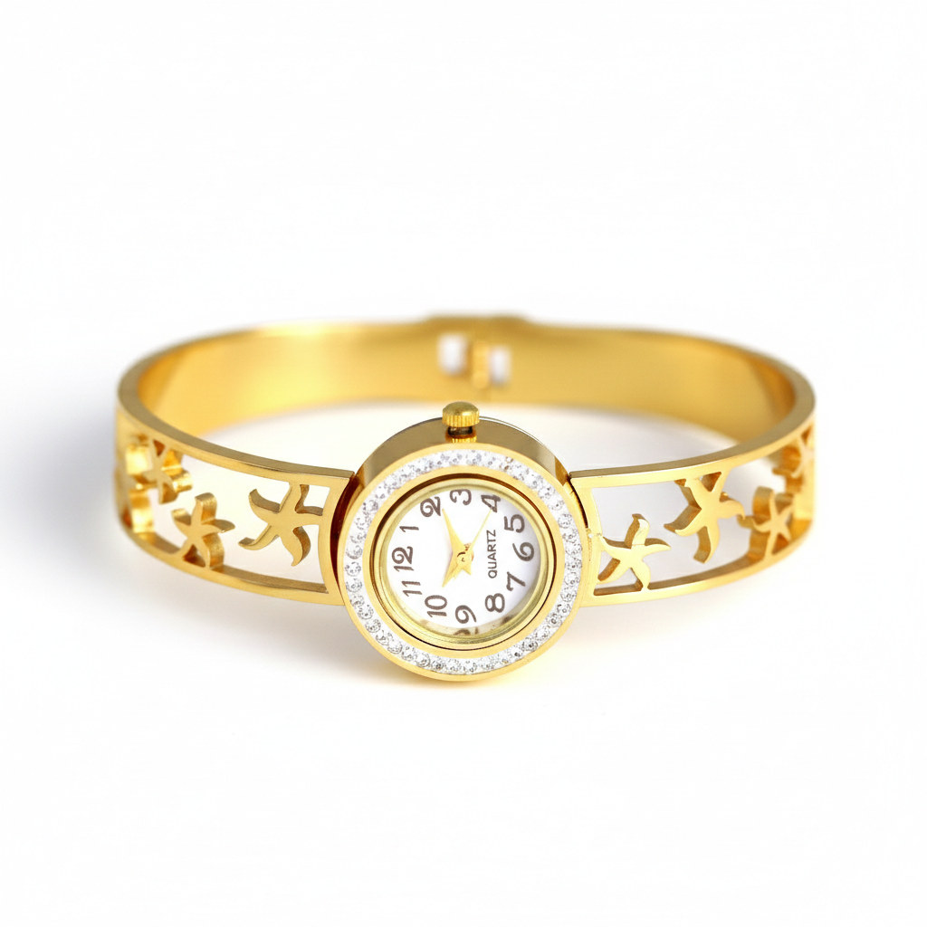 Golden Grace Gold-Tone Bangle Watch for Women