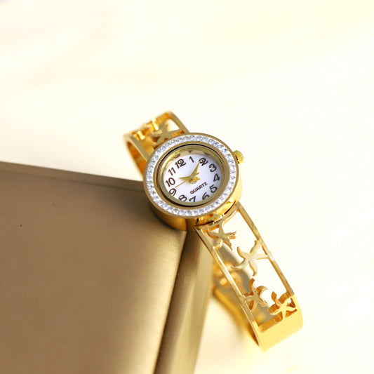 Golden Grace Gold-Tone Bangle Watch for Women