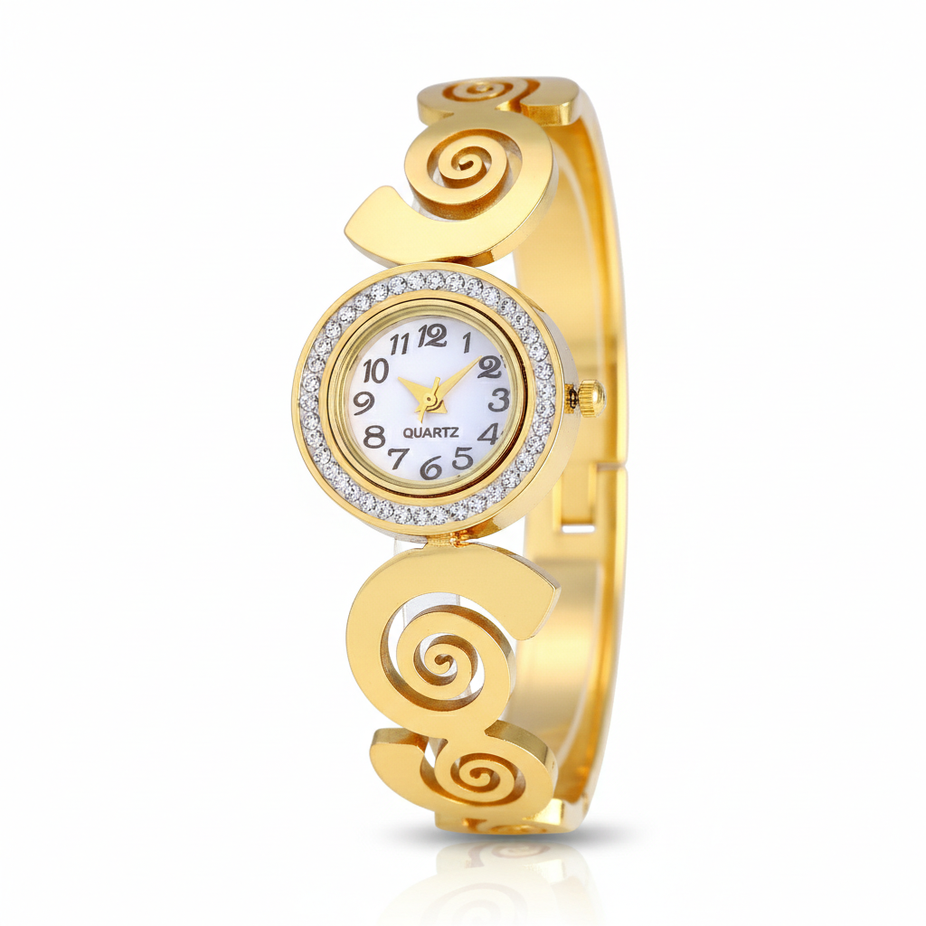 Golden Swirl Bangle Watch