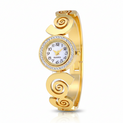 Golden Swirl Bangle Watch
