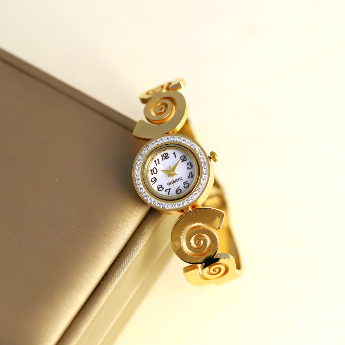 Golden Swirl Bangle Watch