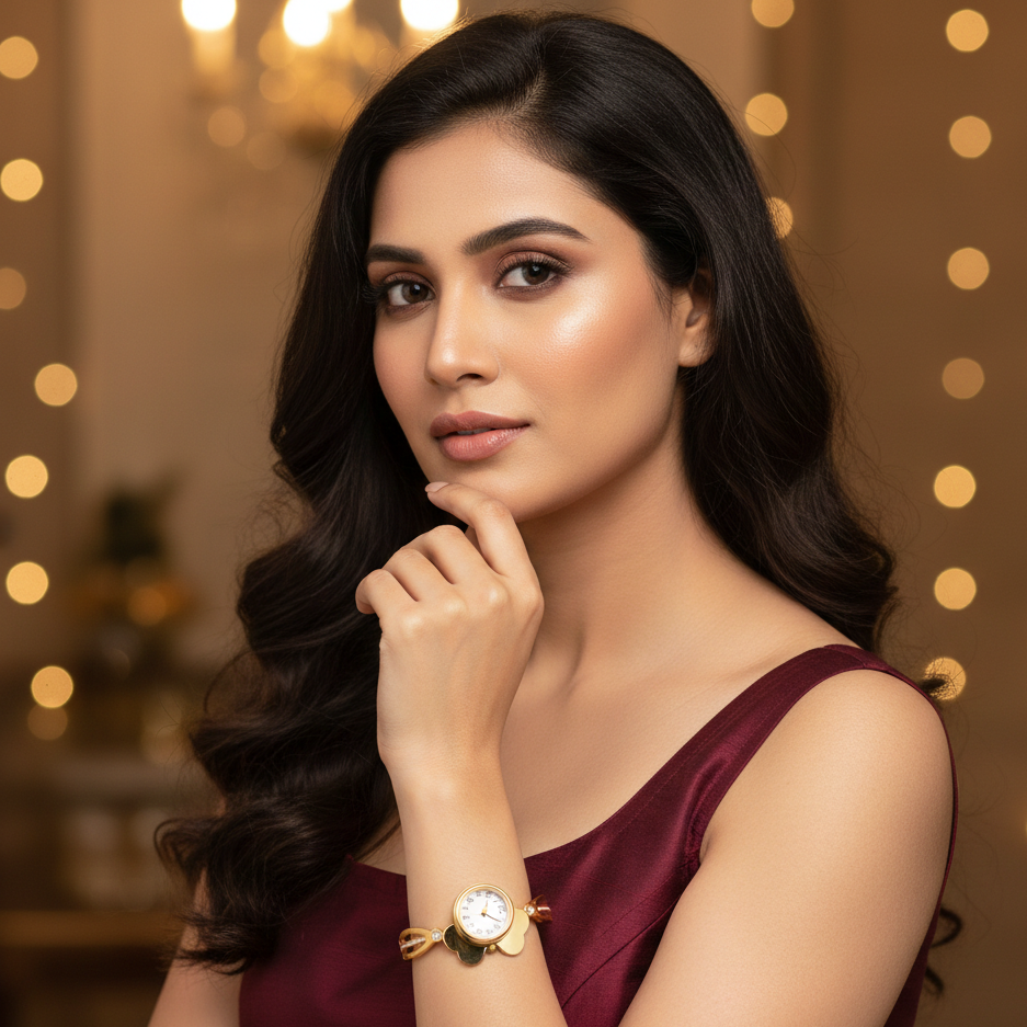 Celeste Bloom Gold-Plated Bangle Watch