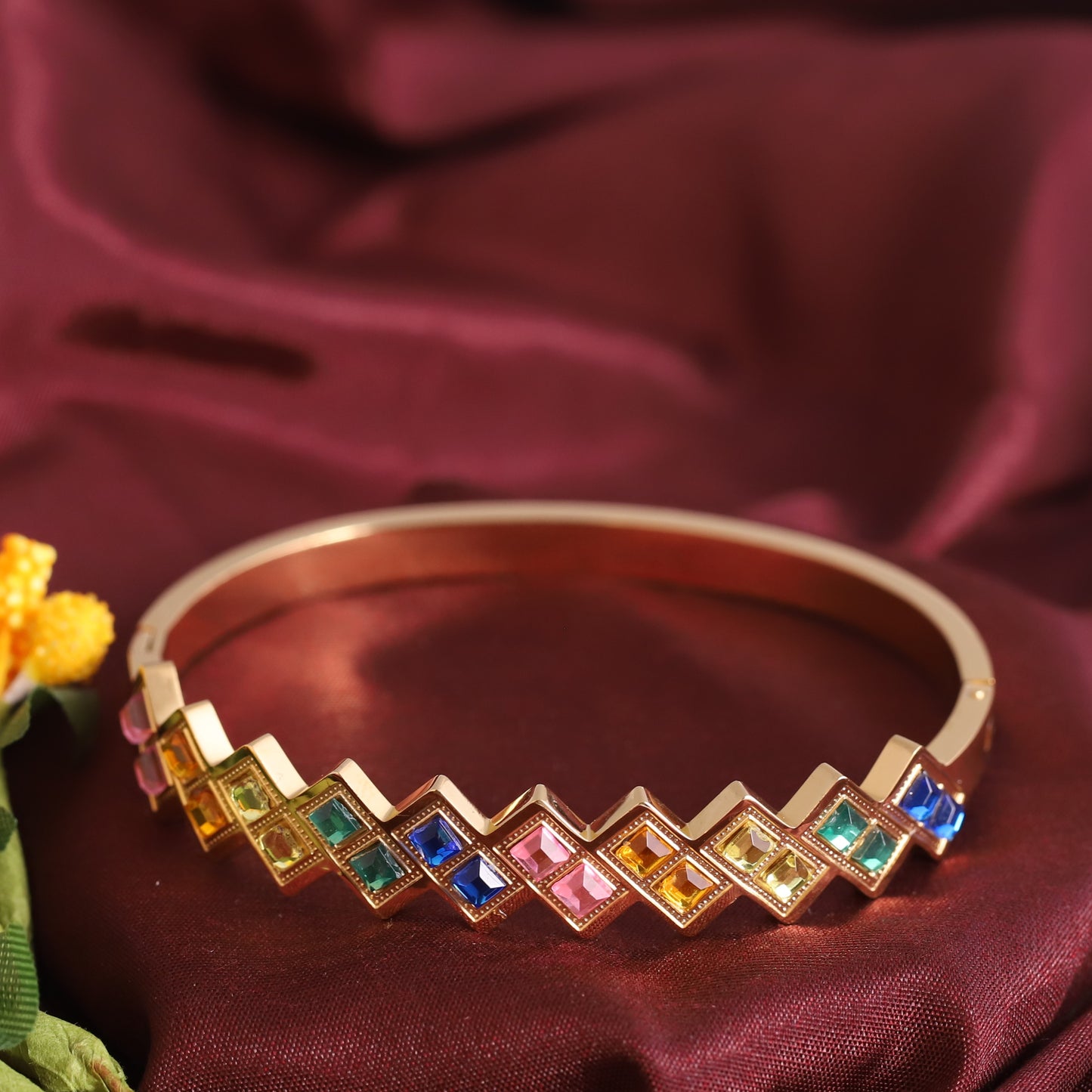 Prism Charm – 18K Gold PVD Rainbow Bangle