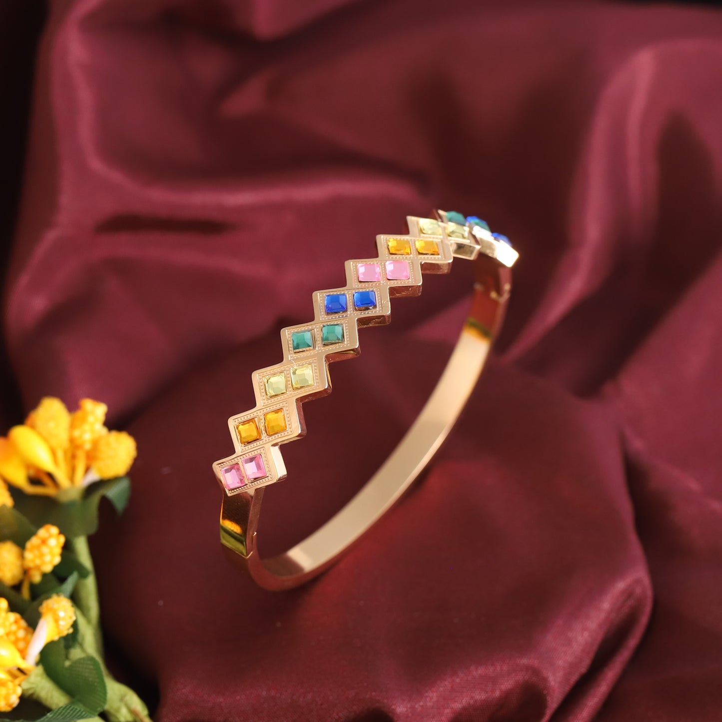Prism Charm – 18K Gold PVD Rainbow Bangle