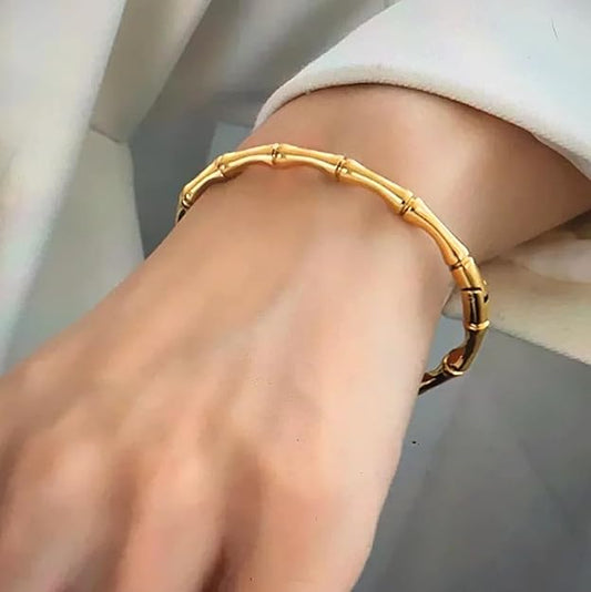 Bamboo Elegance 18K Gold PVD Bracelet