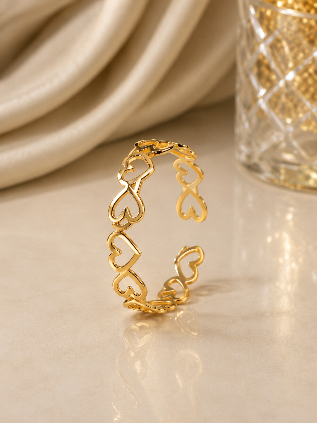 Calista Double Heart Open Cuff