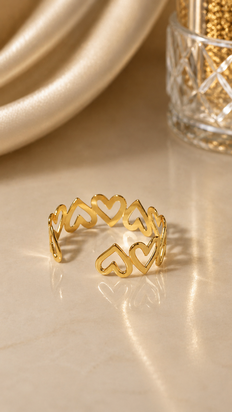 Calista Double Heart Open Cuff