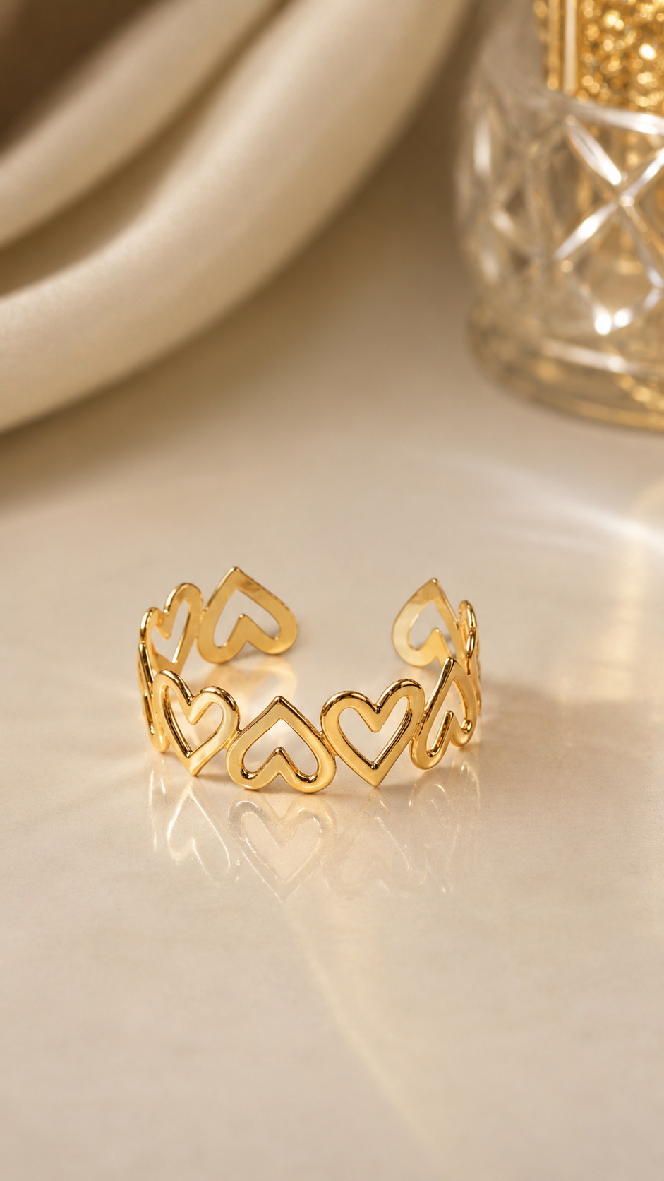 Calista Double Heart Open Cuff