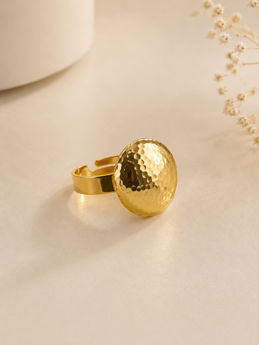 Calista Hammered Moon Ring