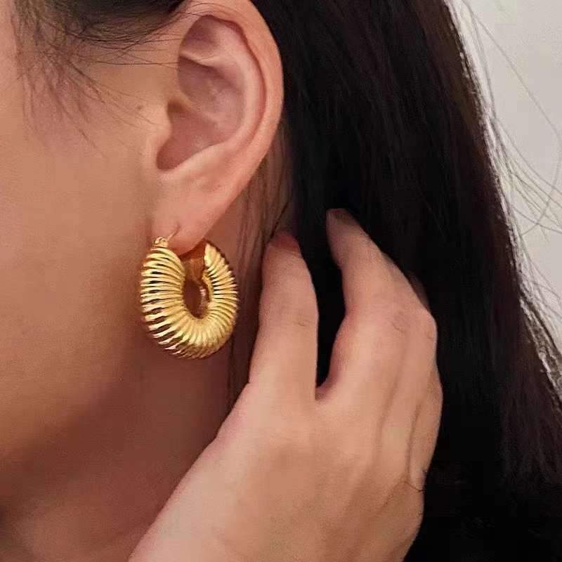 Halo Crest Hoops 18K Gold PVD Earrings
