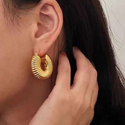 Halo Crest Hoops 18K Gold PVD Earrings