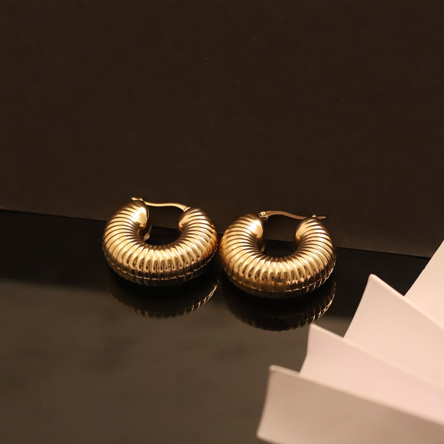 Halo Crest Hoops 18K Gold PVD Earrings