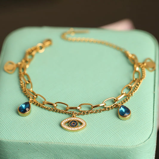 Aura Luxe Evil Eye Charm Bracelet