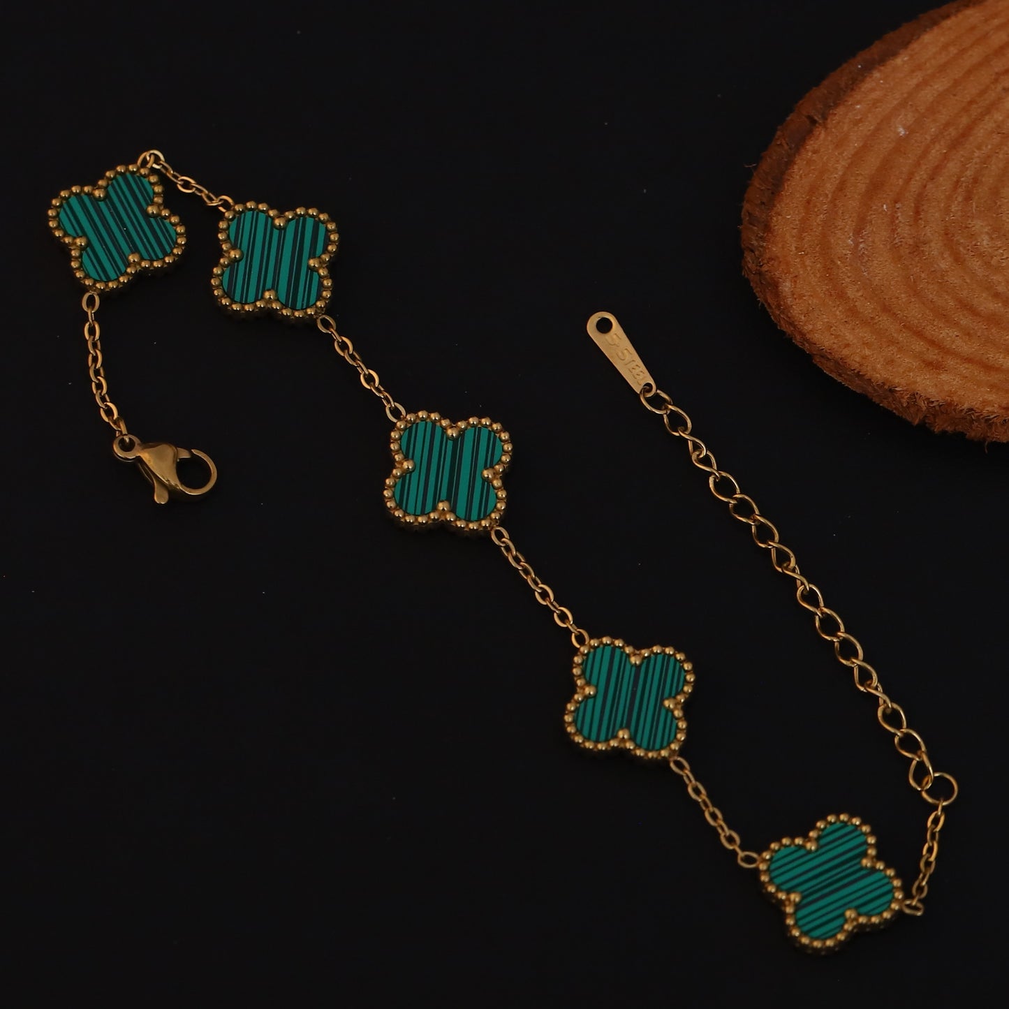 Emerald Clover 22K PVD Gold Bracelet