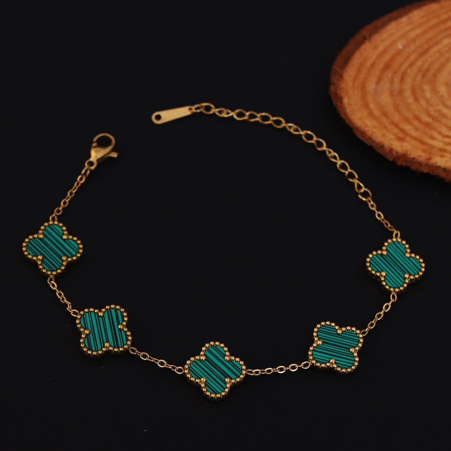 Emerald Clover 22K PVD Gold Bracelet