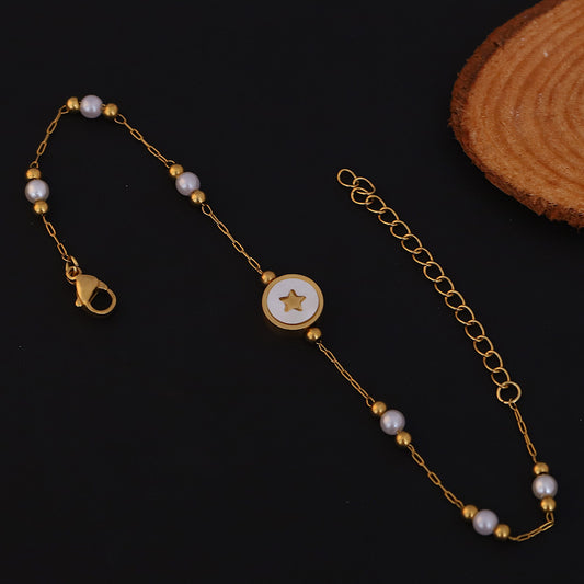 Luna Pearl Star 22K Gold PVD Bracelet