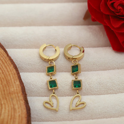 Forever Emerald 22K Gold PVD Earrings