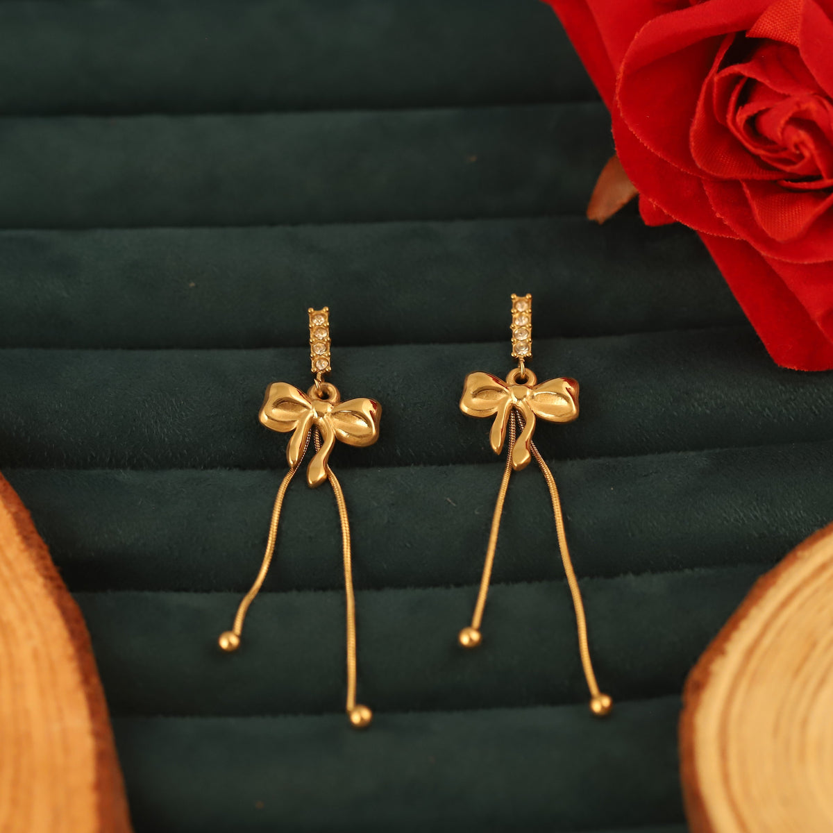 Grace Bow Luxe Gold-Plated Dangle Earrings