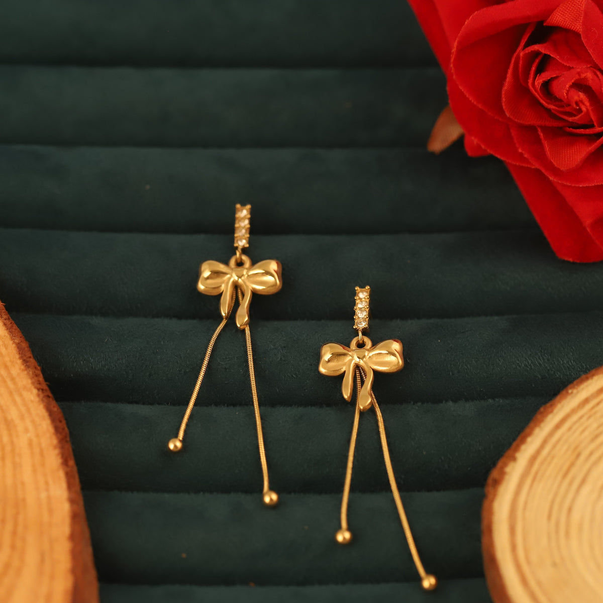 Grace Bow Luxe Gold-Plated Dangle Earrings