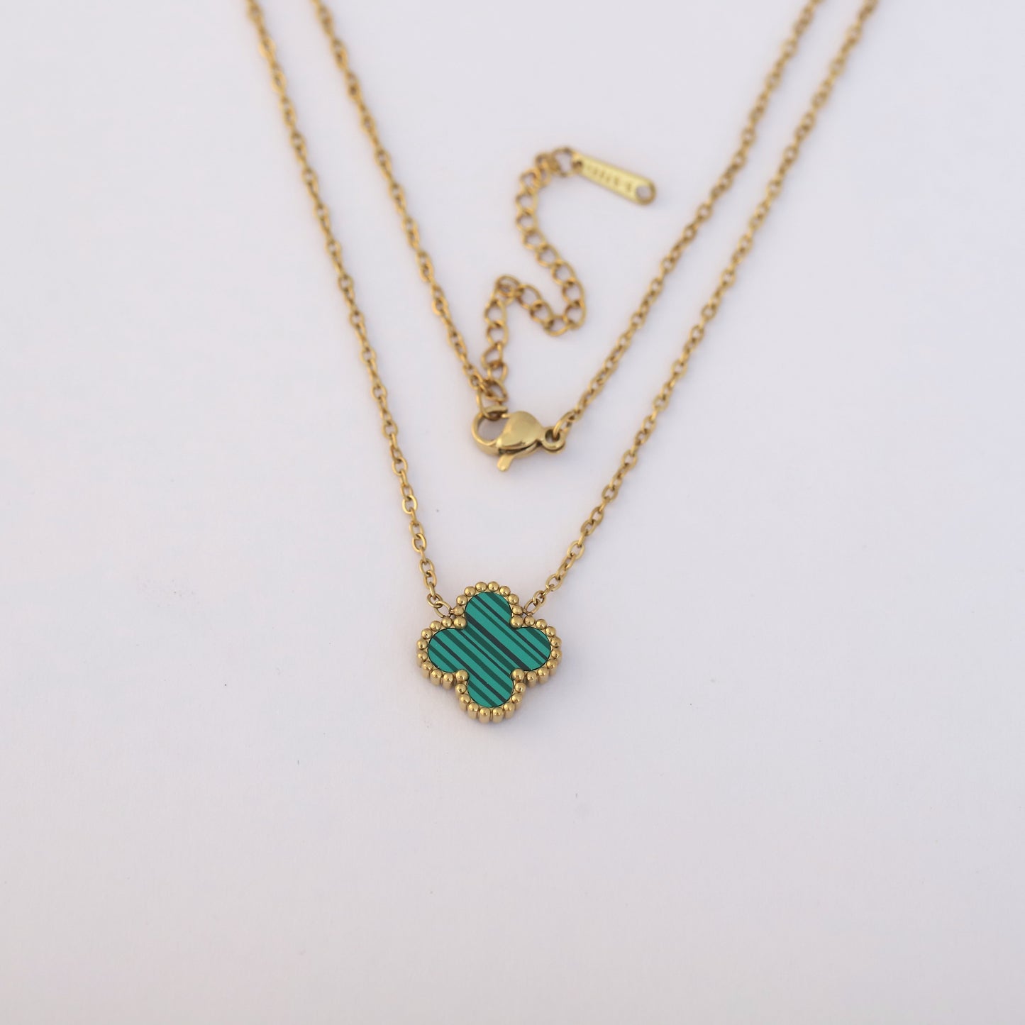 Vibrant Green Clover 18K Gold PVD Pendant
