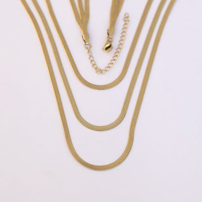 18K Gold PVD Versatility Multilayered Snake Chain Necklace