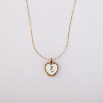Romantic Rose Heart 18K PVD Gold Pendant