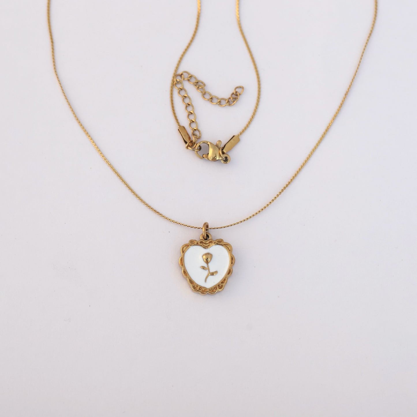 Romantic Rose Heart 18K PVD Gold Pendant