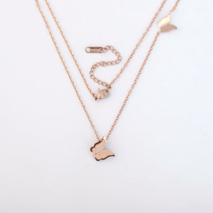 Twin Butterfly 18K PVD Gold Plated Necklace