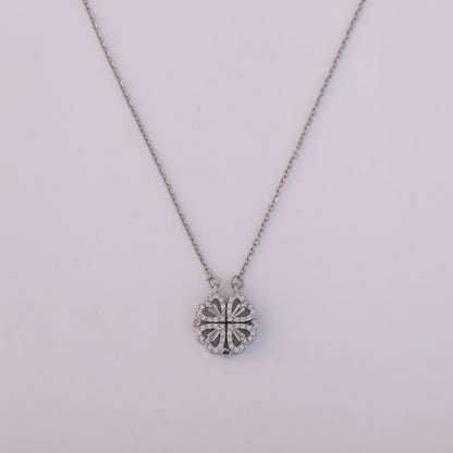 Dual Bloom Rhodium Necklace