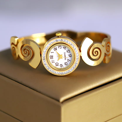 Golden Swirl Bangle Watch