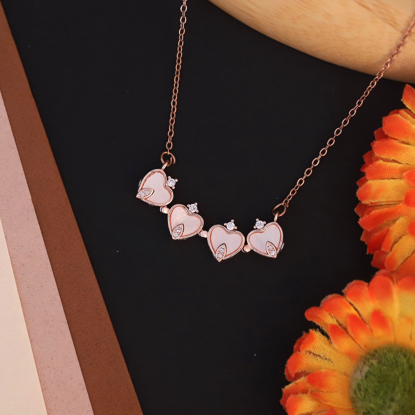 Enchanting Clover Heart Convertible Rose Gold 18K PVD Necklace