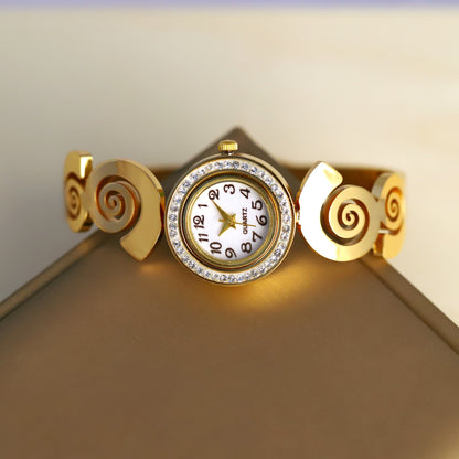 Golden Swirl Bangle Watch